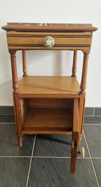 Louis Philippe style bedside table in cherry and ash wood