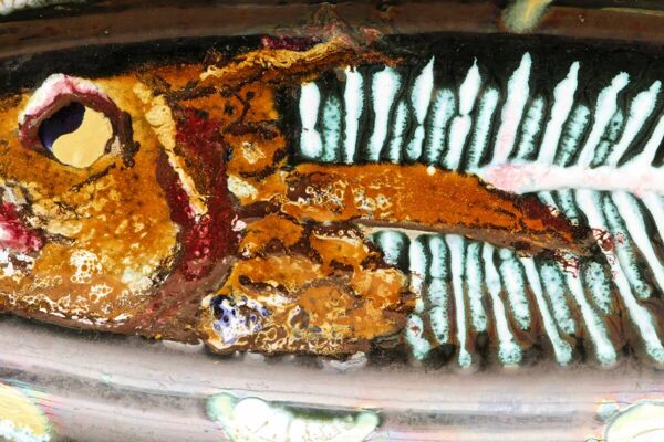 Plat à poisson en céramique de Vallauris signé Humblot, années 50