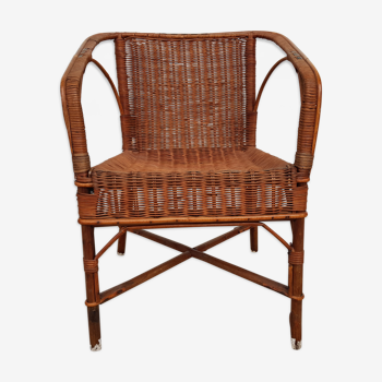 Vintage 50s osier and bamboo armchair