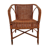 Vintage 50s osier and bamboo armchair