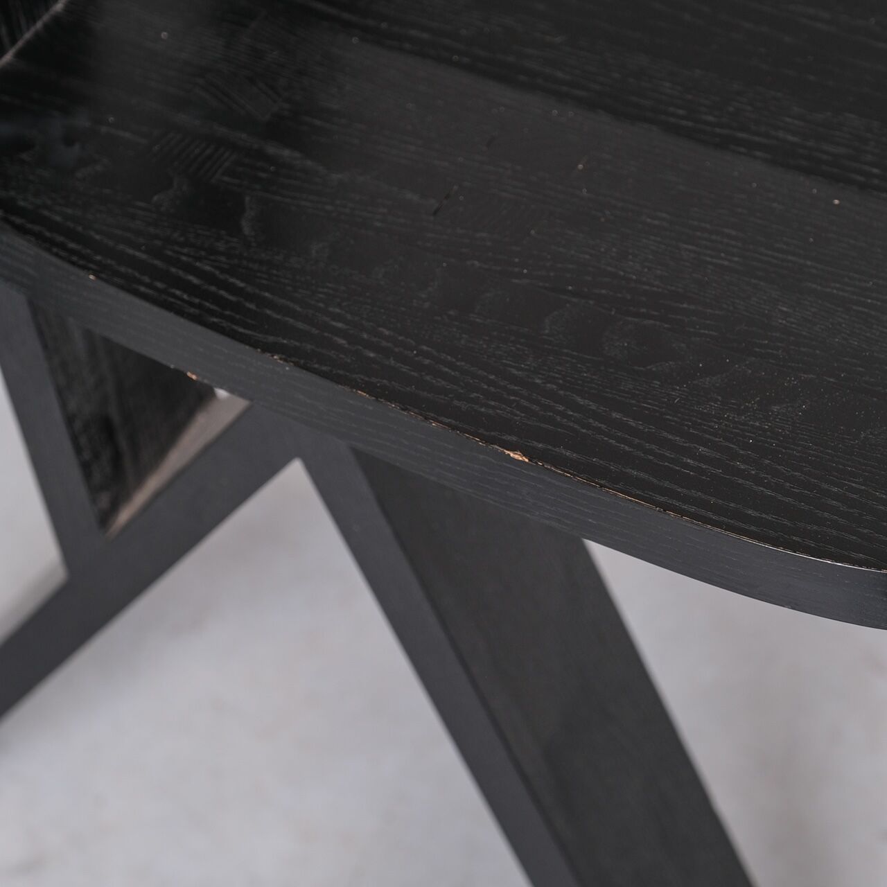 Set of six black dining chairs