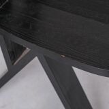 Set of six black dining chairs