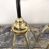 Pair of brass and glass wall lights