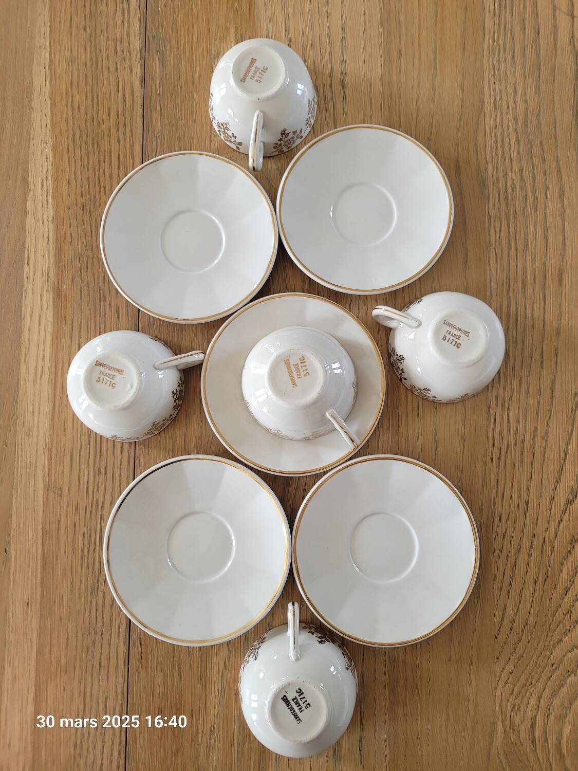 5 antique cups and saucers