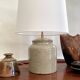 Lampe grès, câble tissu 2 M, abat-jour coton