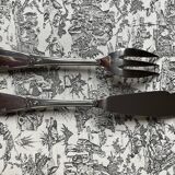 Vintage toile de Jouy cutlery set for 12 fish forks, stainless steel 18/10, like new.