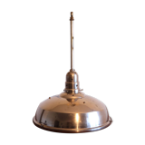 Lampe Bauhaus en verre mercurisé suspension industrielle chromée.