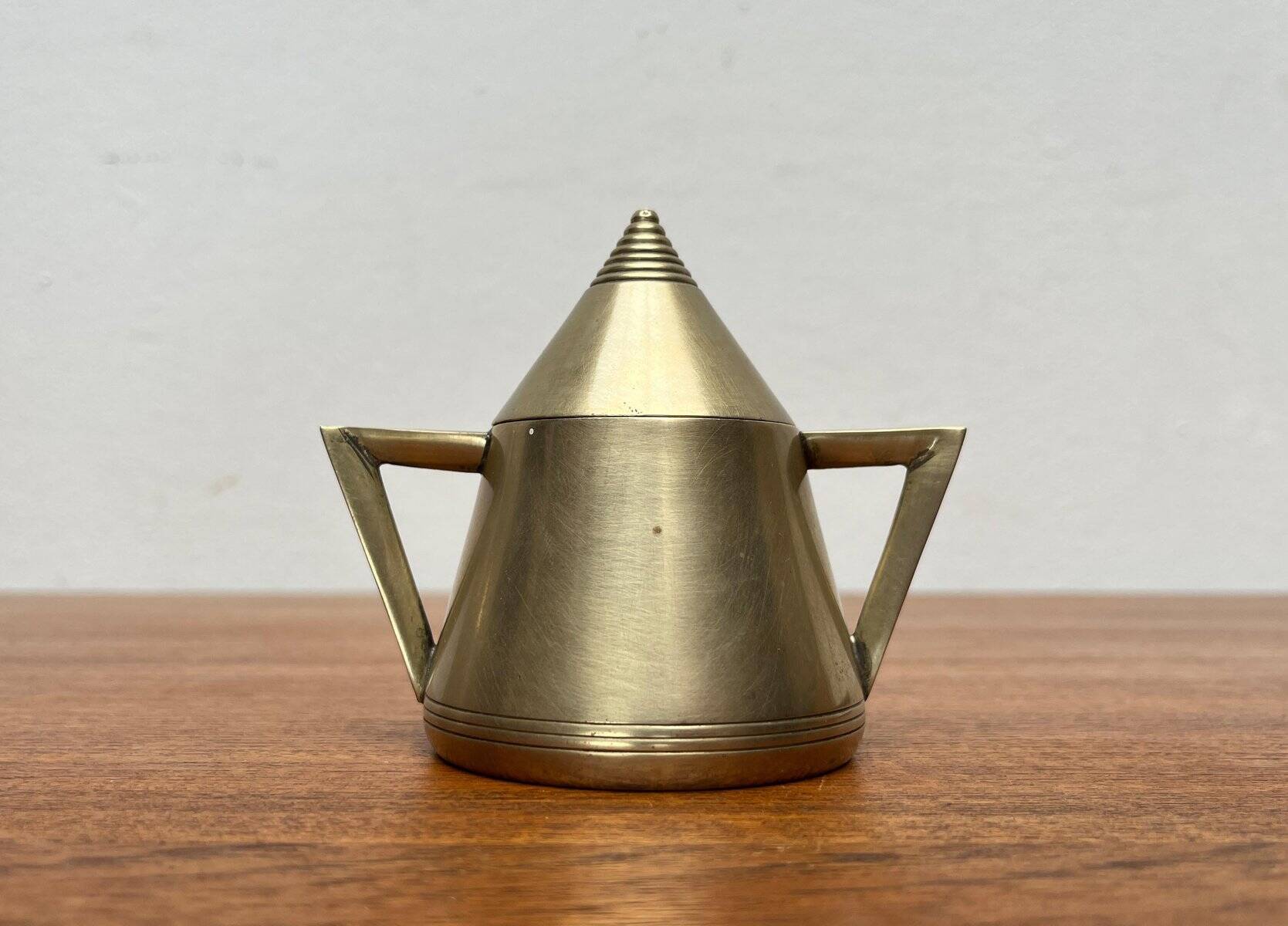 Metal Art Deco teapot, sugar bowl, milk jug, 1960s, set of 3