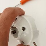 Pair of antique industrial porcelain wall lights