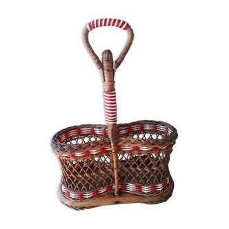 Porte bouteille en osier tressé rotin et scoubidou