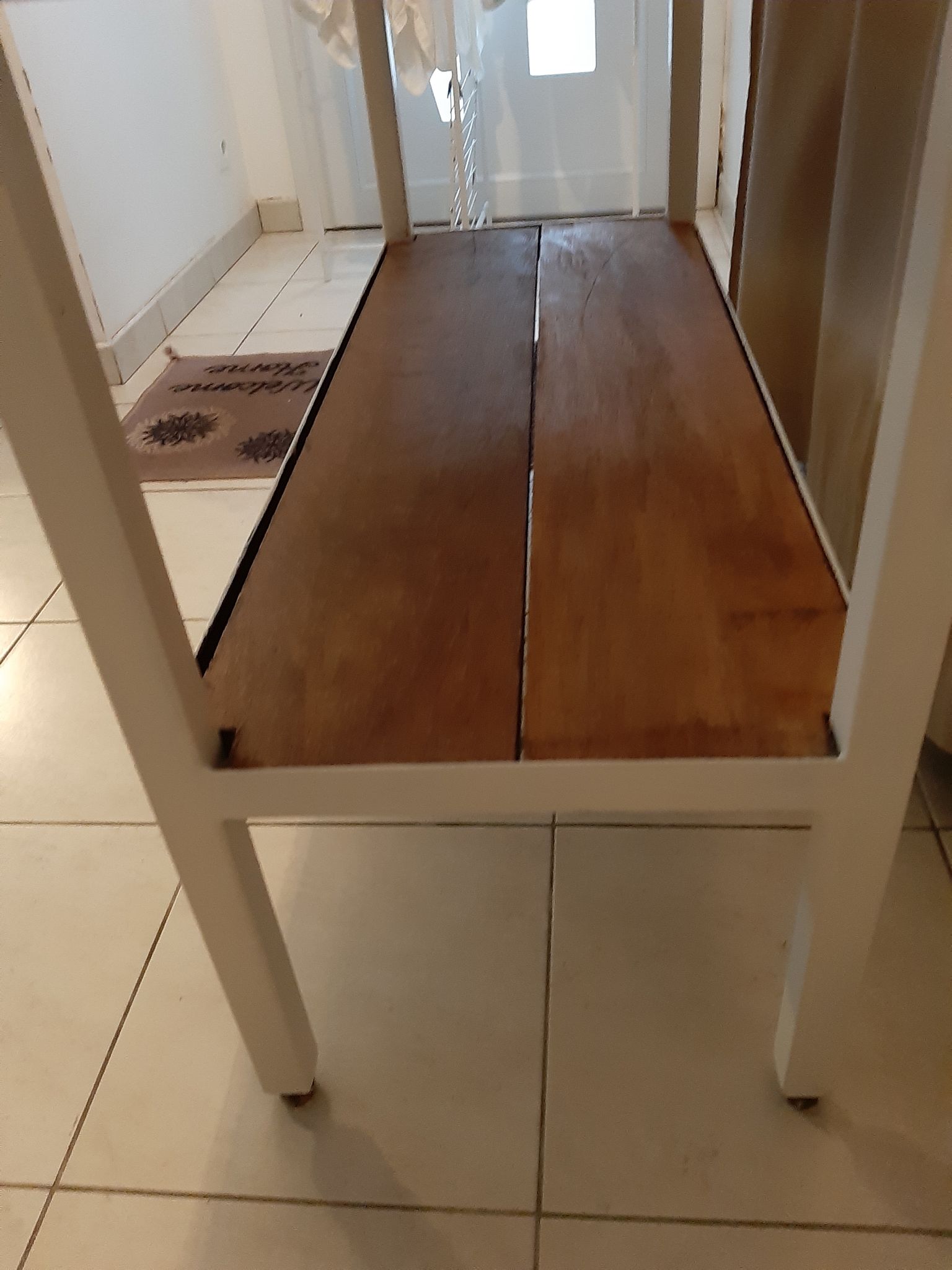 Console industrielle fer et bois exotique