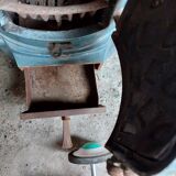 Blue enameled cast iron frying pan