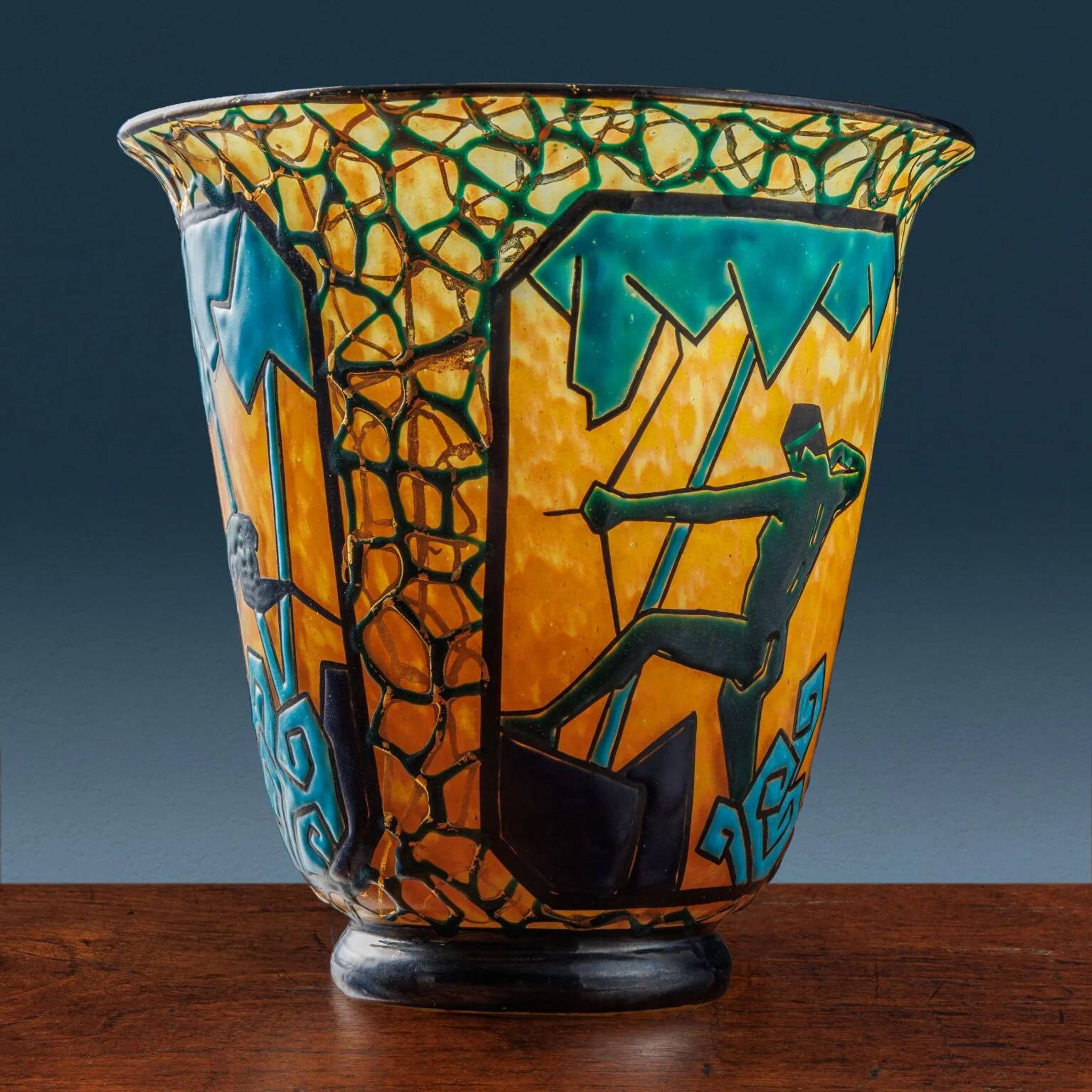 Vase "Archer et cerf" en verre Marcel Goupy, Paris 1925-28