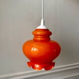Orange opaline suspension lamp 70s