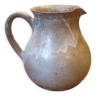 Handmade enameled stoneware pitcher