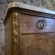Antique Louis XVI style buffet in burr elm with marble top, late 19th century.