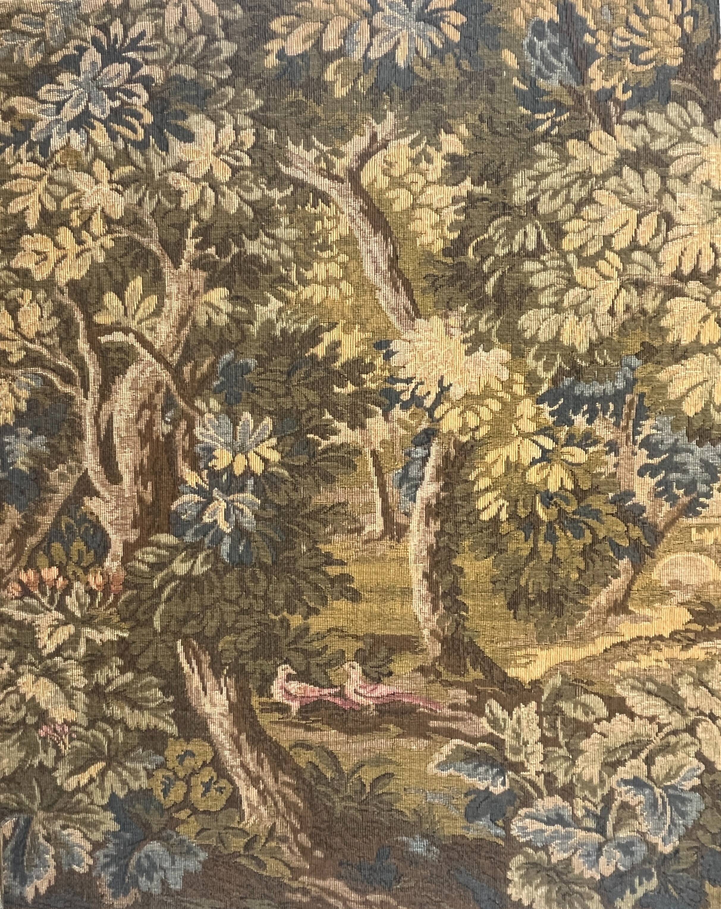 Tapestry in the Aubusson style, landscape and birds, 20th century