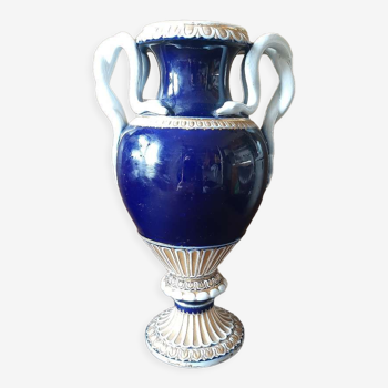 Meissen vase cobalt blue snake handles