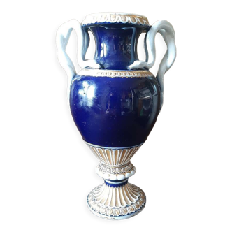 Meissen vase cobalt blue snake handles