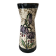 Vintage cream ceramic vase with purple floral decoration and gold highlights