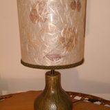 Stoneware standing lamp with dried flowers