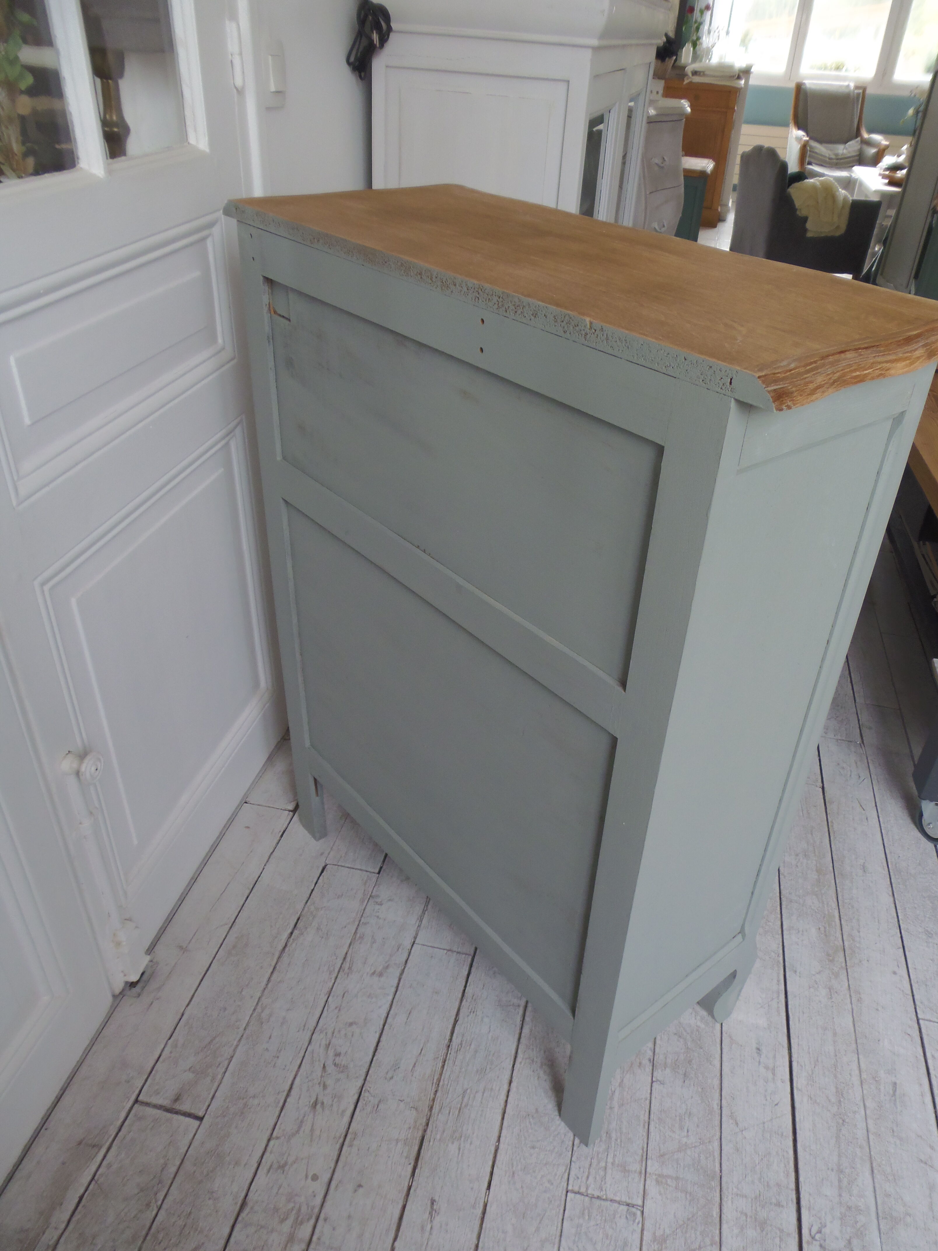 Vintage buffet green of gray, wooden tray