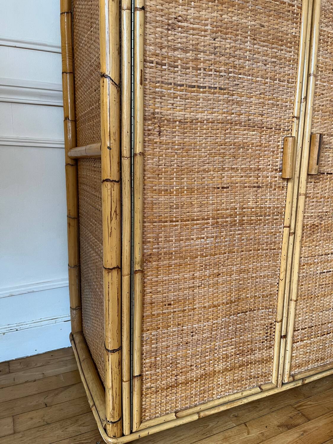 Vintage rattan wardrobe
