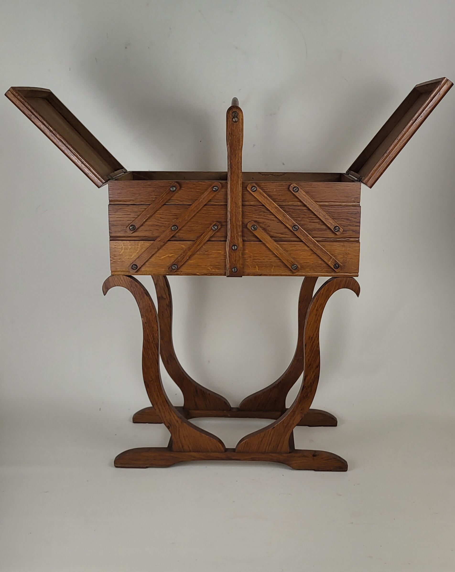 Worker on vintage wooden legs