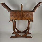 Worker on vintage wooden legs