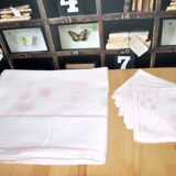 Lot 1 Nappe et 6 serviettes en métis rose poudré vintage 140 x 120
