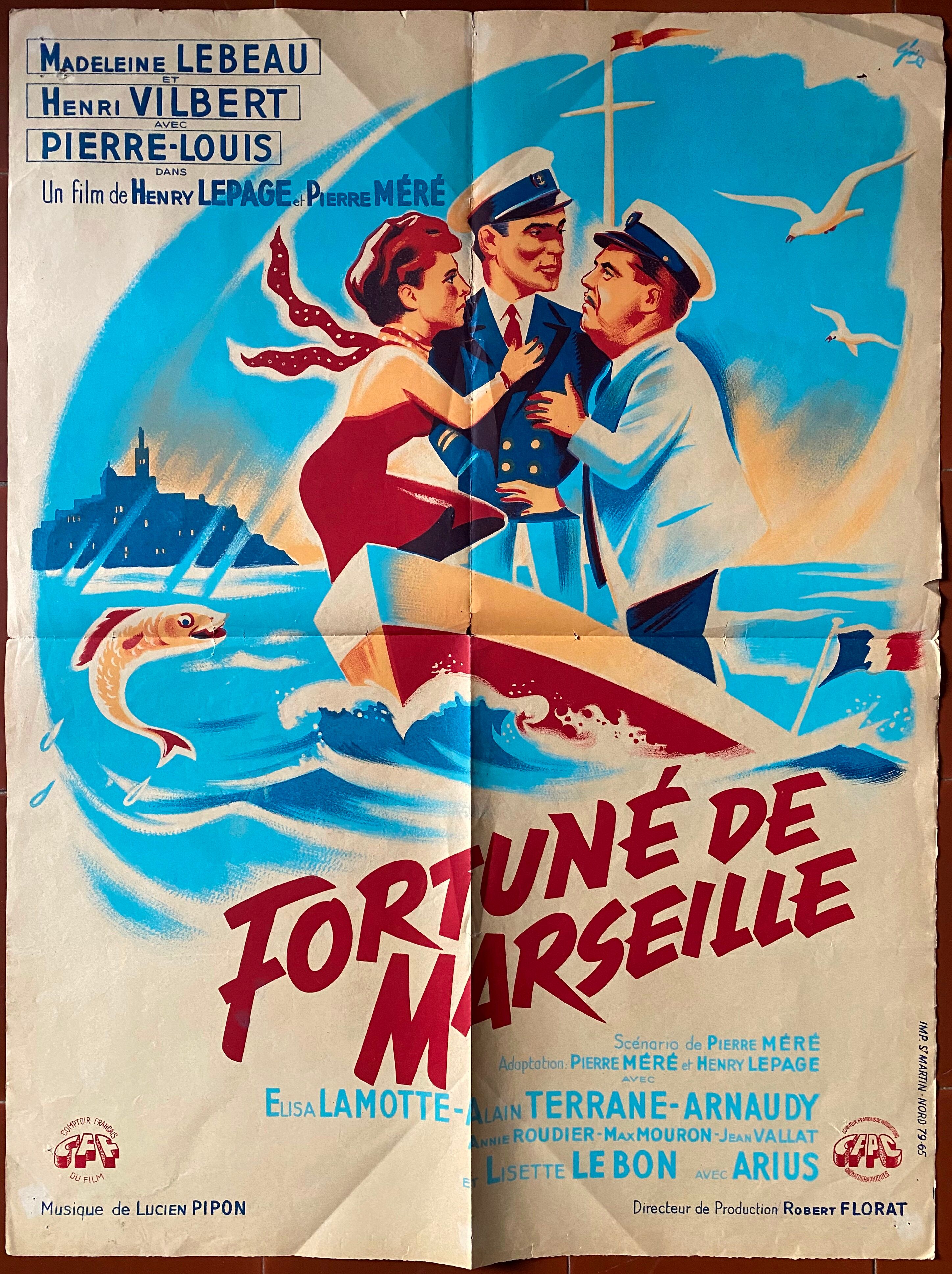 Original cinema poster "Fortuné de Marseille" 60x80cm 1952
