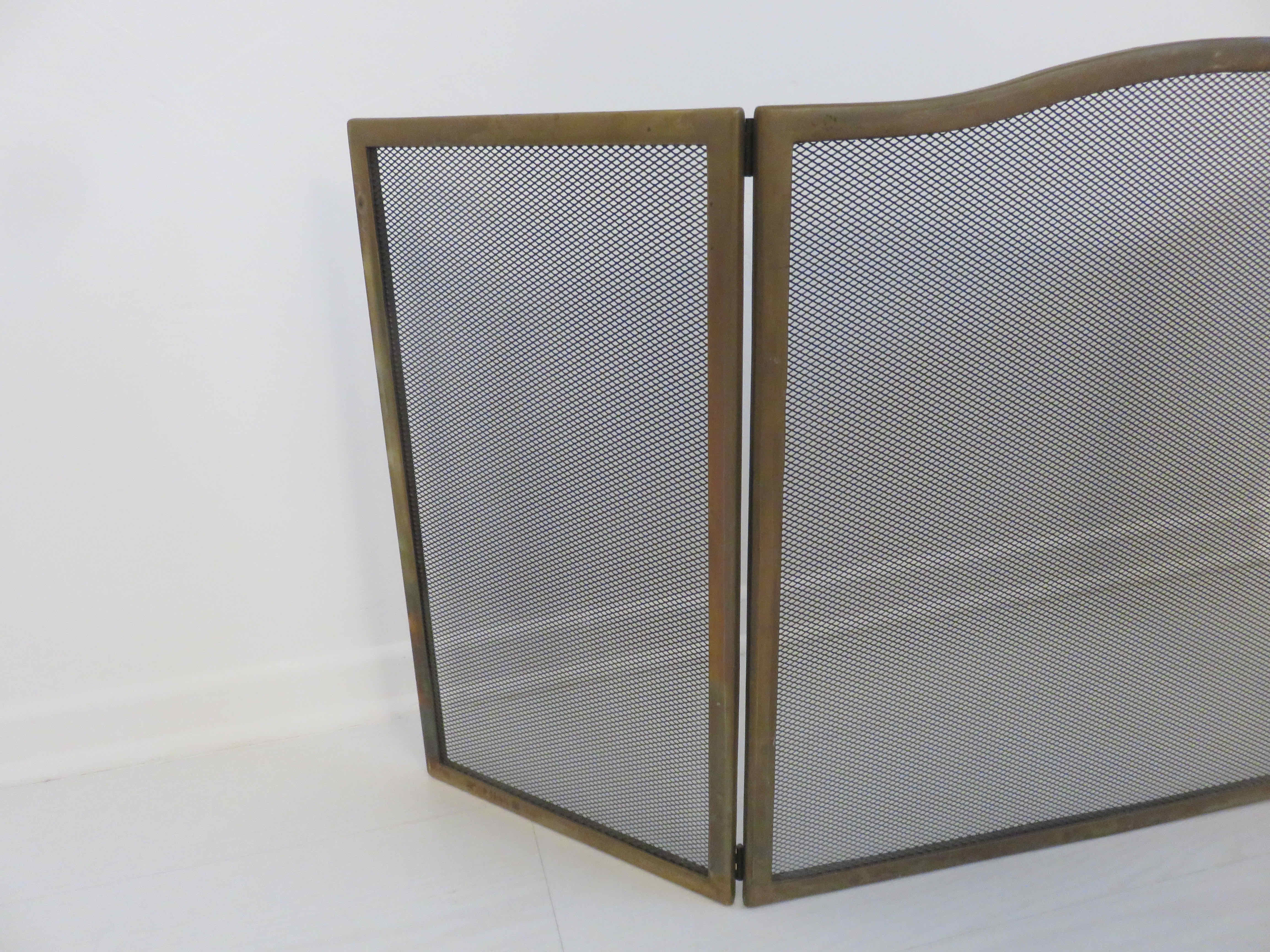 3-panel brass fireplace screen 70s