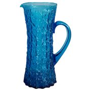 Pichet d'eau ou de jus en verre bleu du milieu du XXe siècle