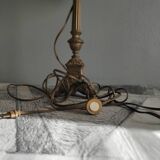 Old brass foot lamp and period lampshade