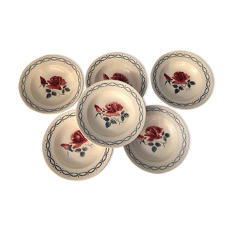 Set of 6 hollow plates in Earthenware Digoin model Janine