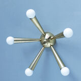 Italian Brass Star Burst Flush Mount in the manner of Arredoluce