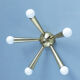 Italian Brass Star Burst Flush Mount in the manner of Arredoluce