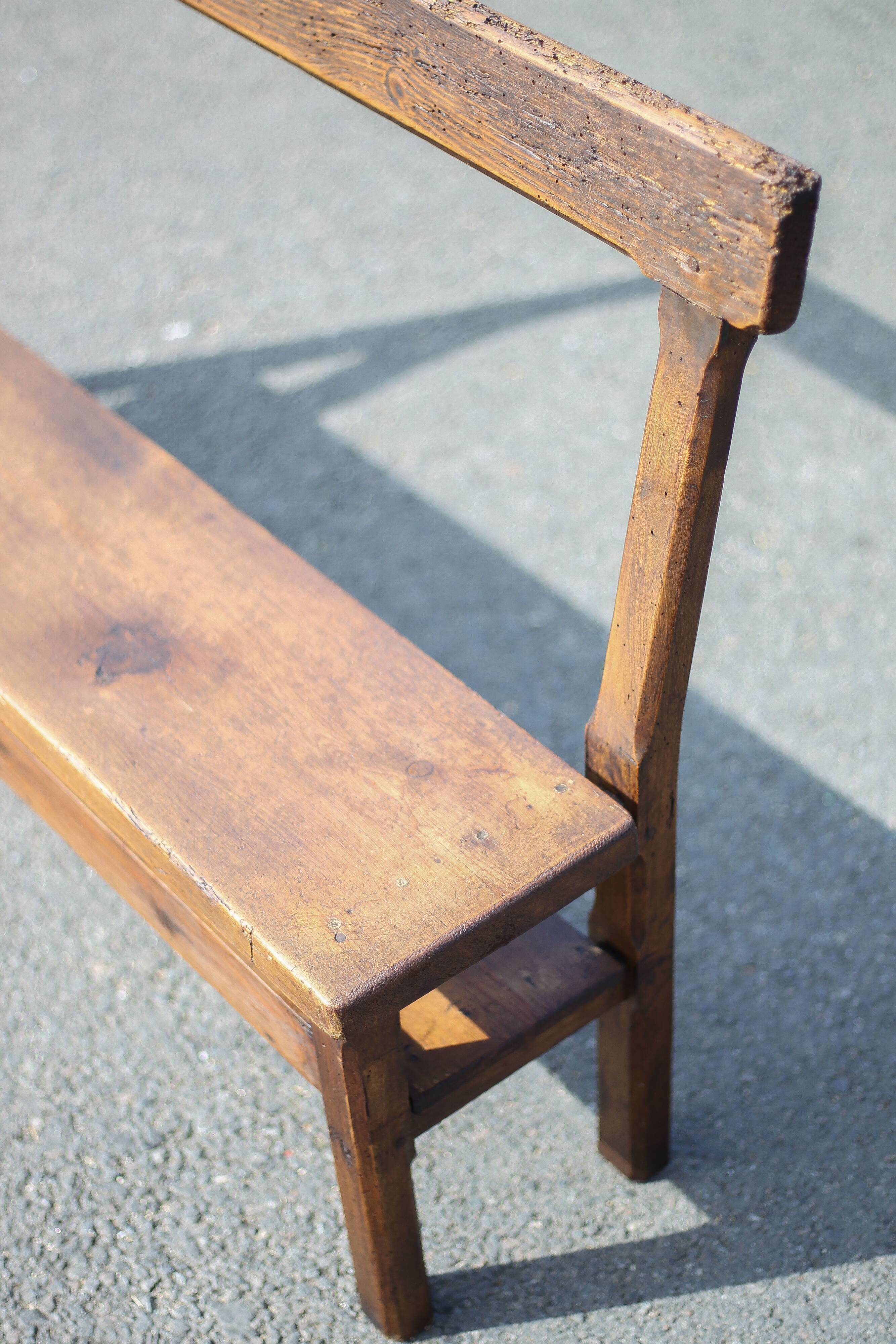 vintage wooden church bench, old wooden bench, bench, entrance hall, interior decoration
