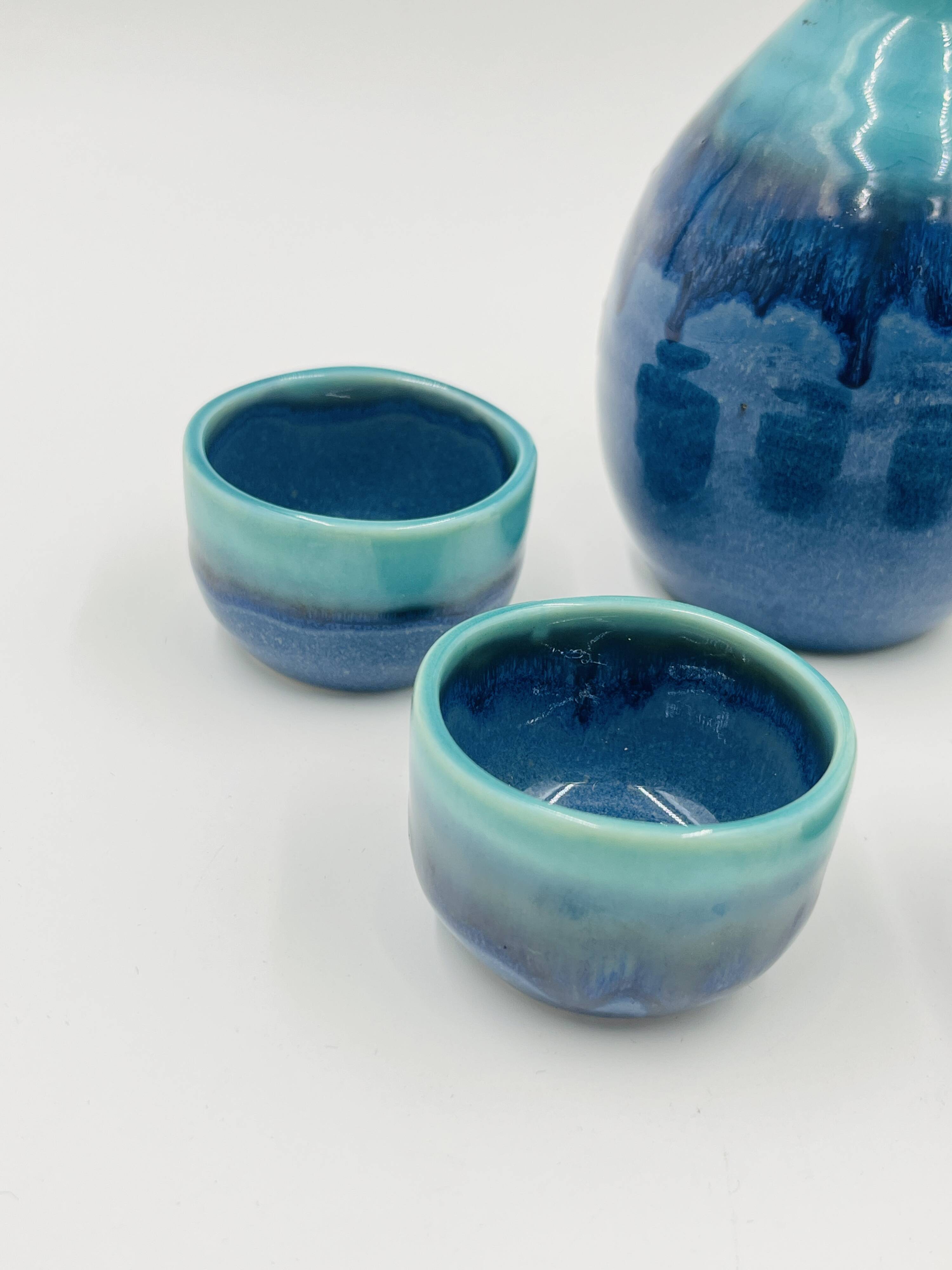 Japanese sake service in Mino Seiryu ceramic.