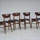1960s, Danish design, set of 4 reupholstered dining chairs.