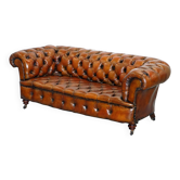 Canapé Chesterfield victorien 1890 en cuir restauré estampillé Cornelius V. Smith