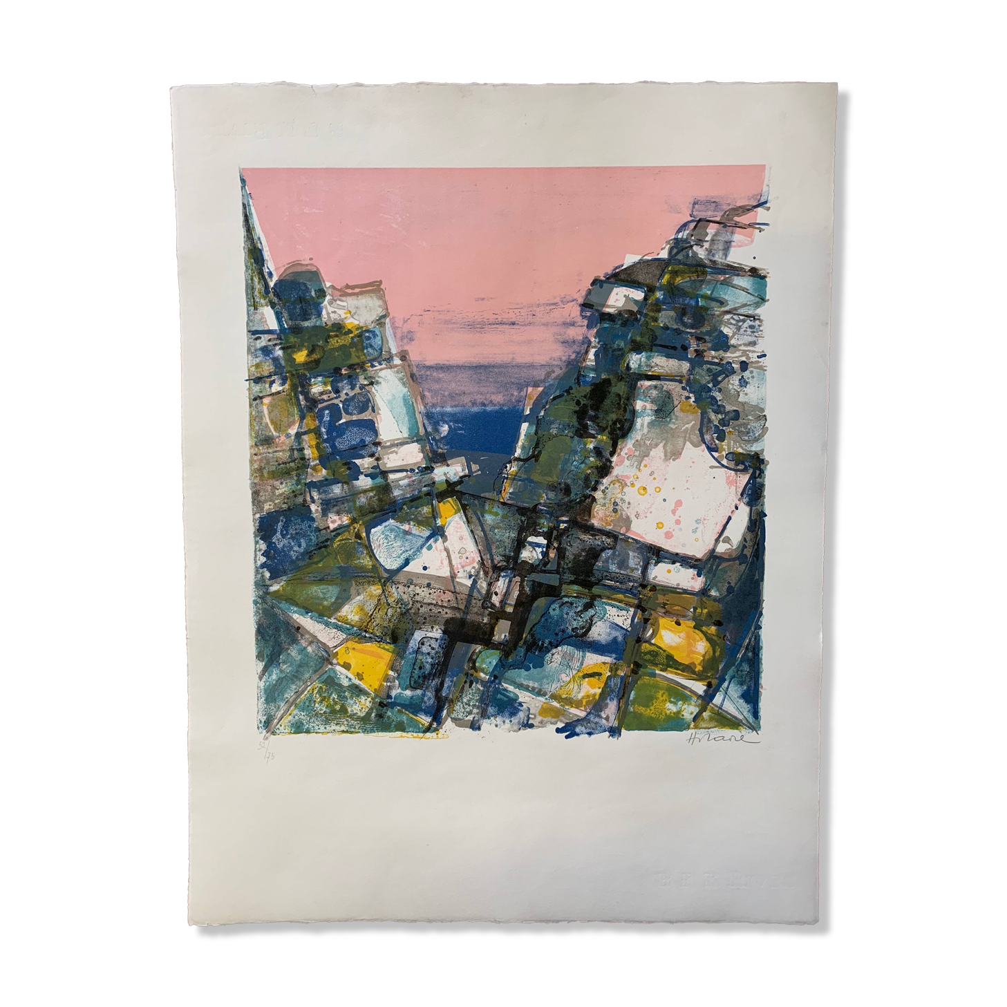 Lithographie originale "les gorges" de camille hilaire