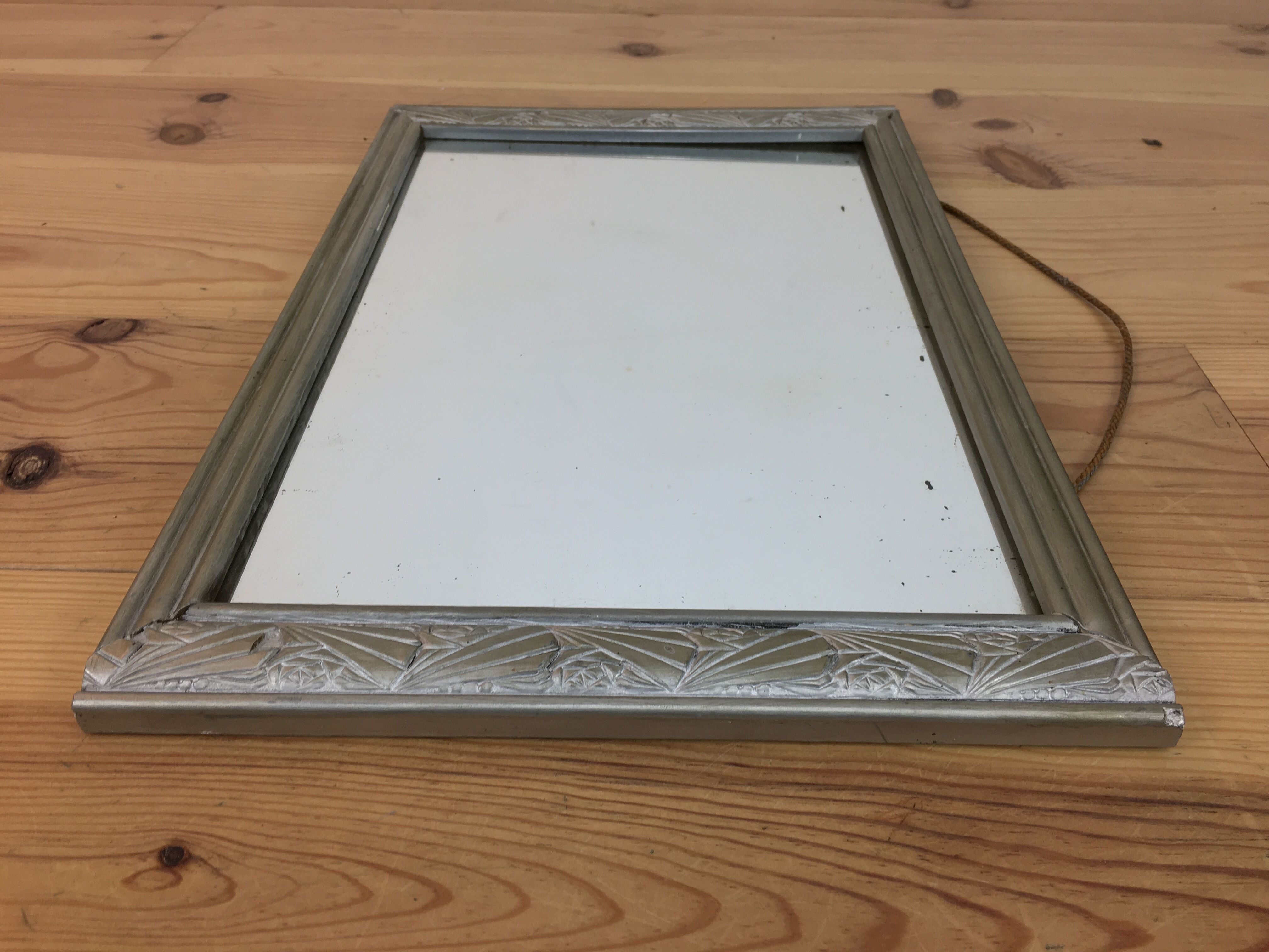 Silver wooden mirror 53x34 cm Art Deco style