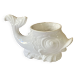 Cache- pot poisson en céramique blanche