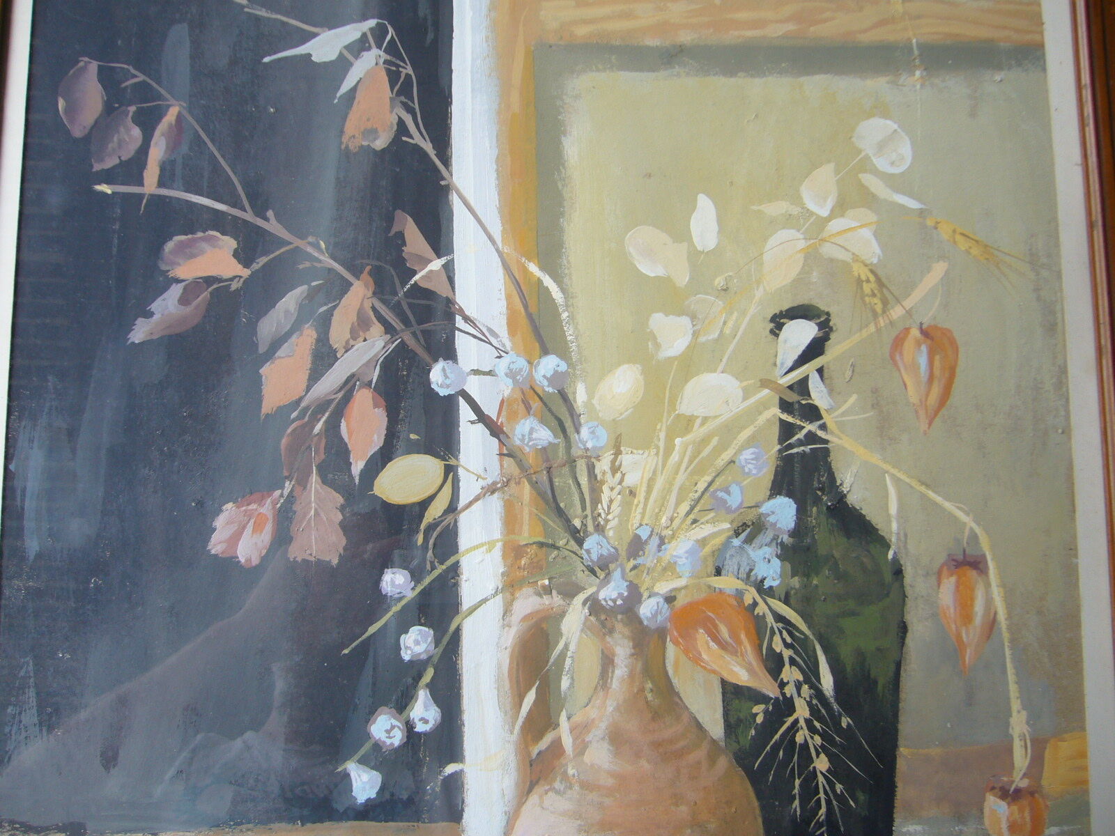 Still life oil on cardboard signed framed under glass