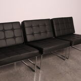 Set of 3 lounge chairs in black leather - model 024 - by Kho Liang Ie for Artifort - The Netherlands