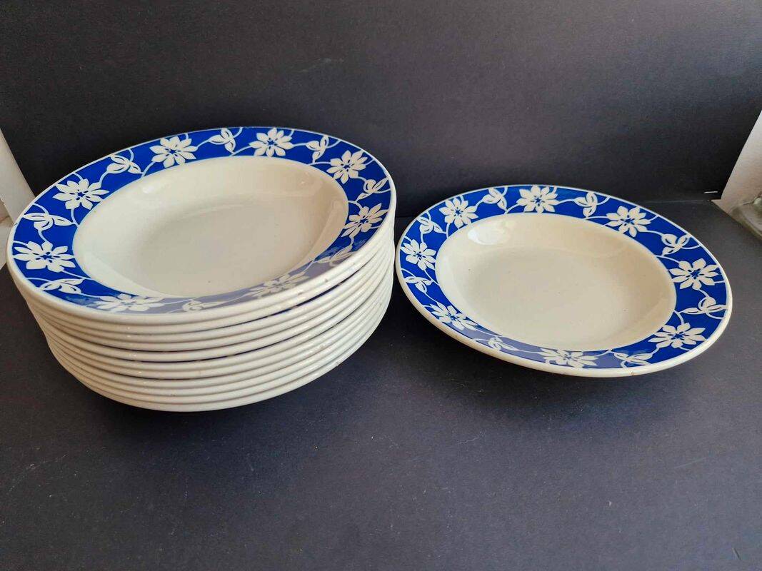 Set of 12 Badonvillier ceramic soup plates