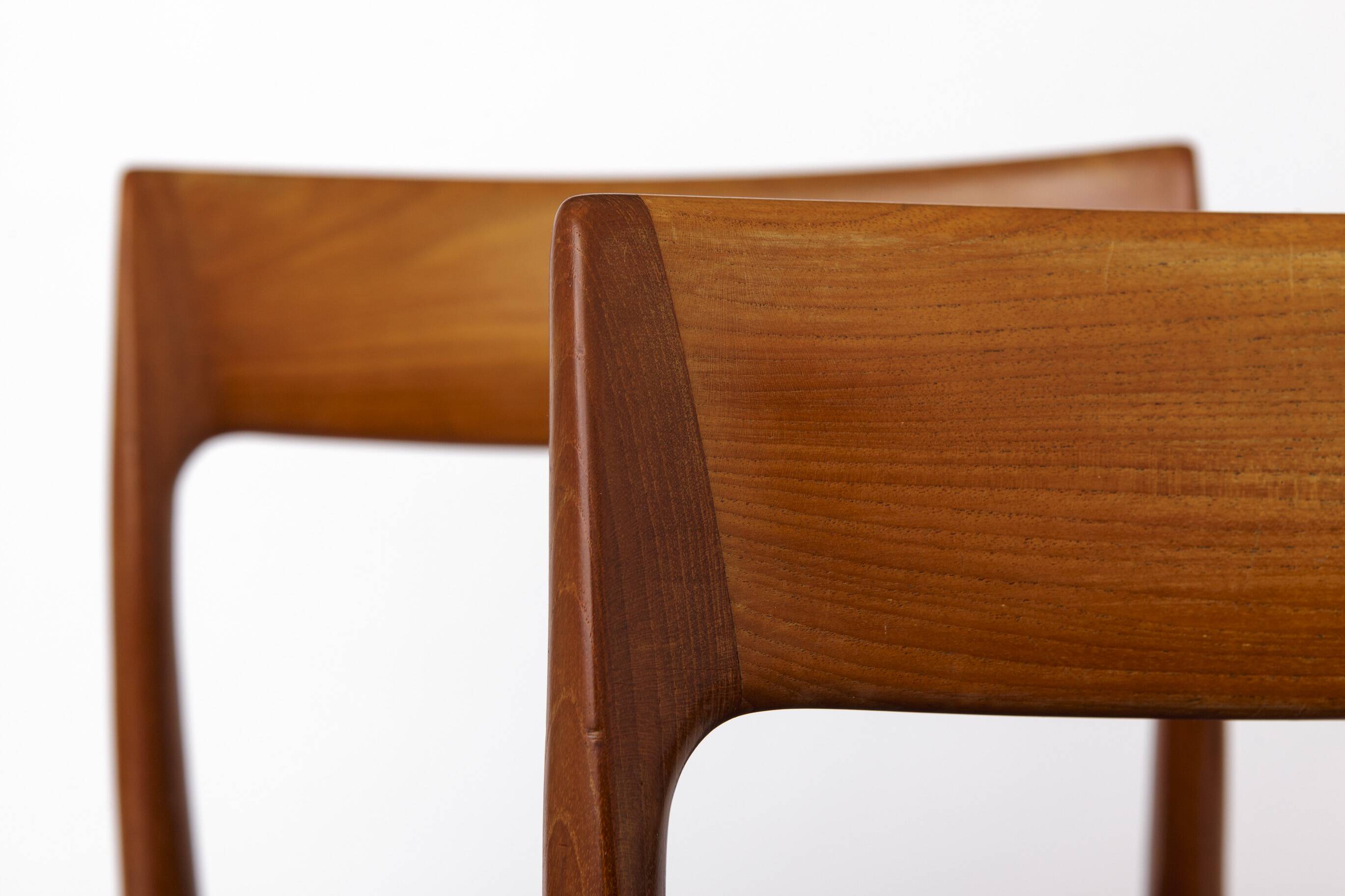 Pair Niels Møller Model 77 Teak Dining Chairs Danish Mid Century 1950s