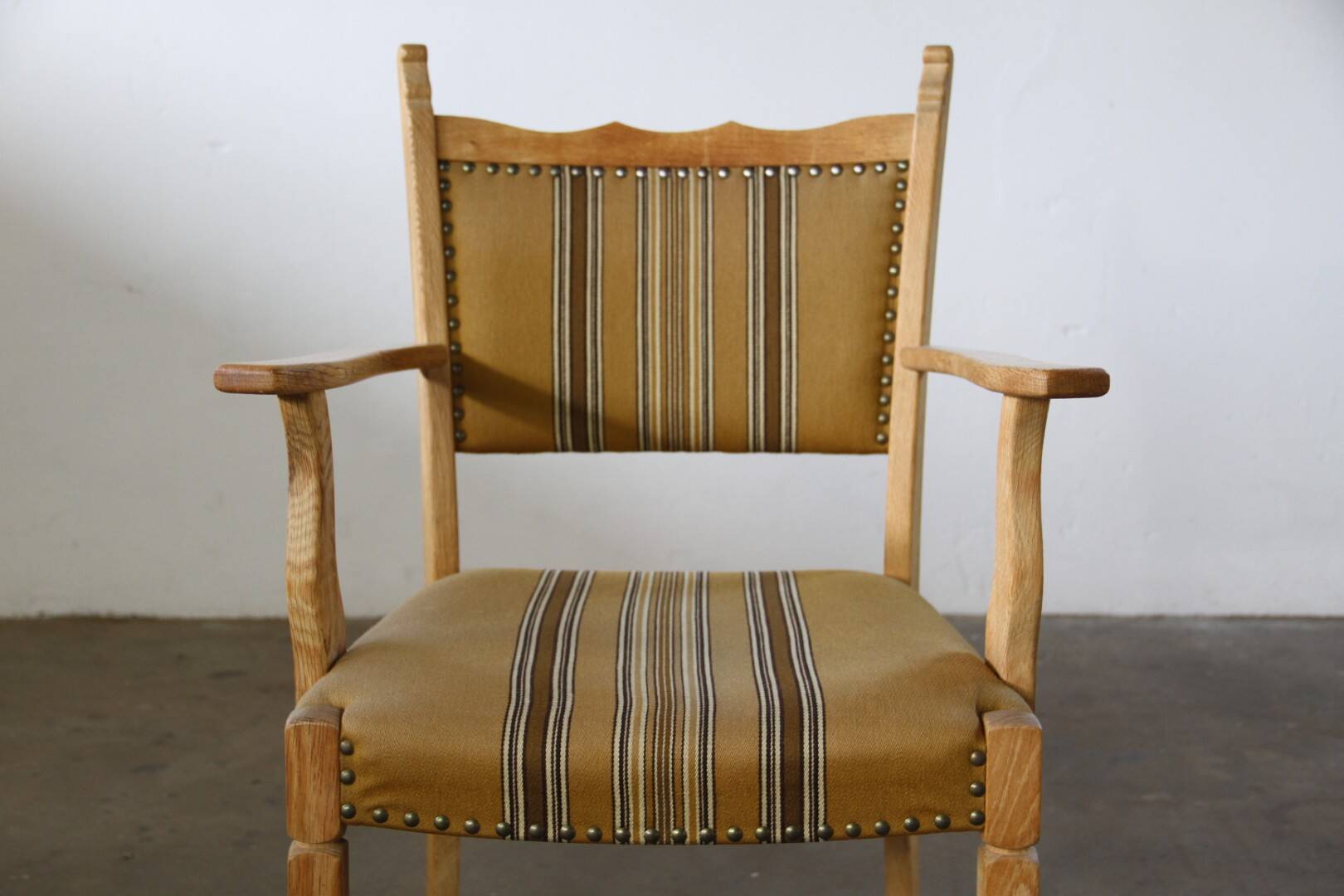 Vintage Danish Solid Oak Brutalist Armchair, Henning Kjærnulf style, 1960s