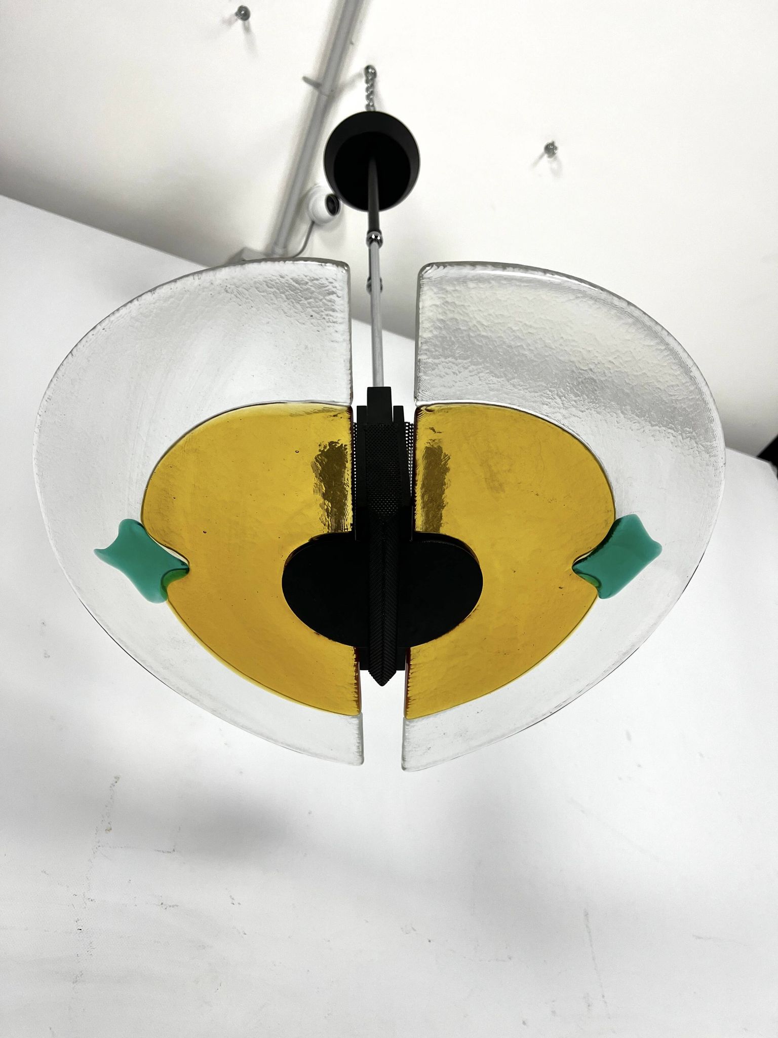 Lustre italien postmoderne en verre de Murano épais des années 80